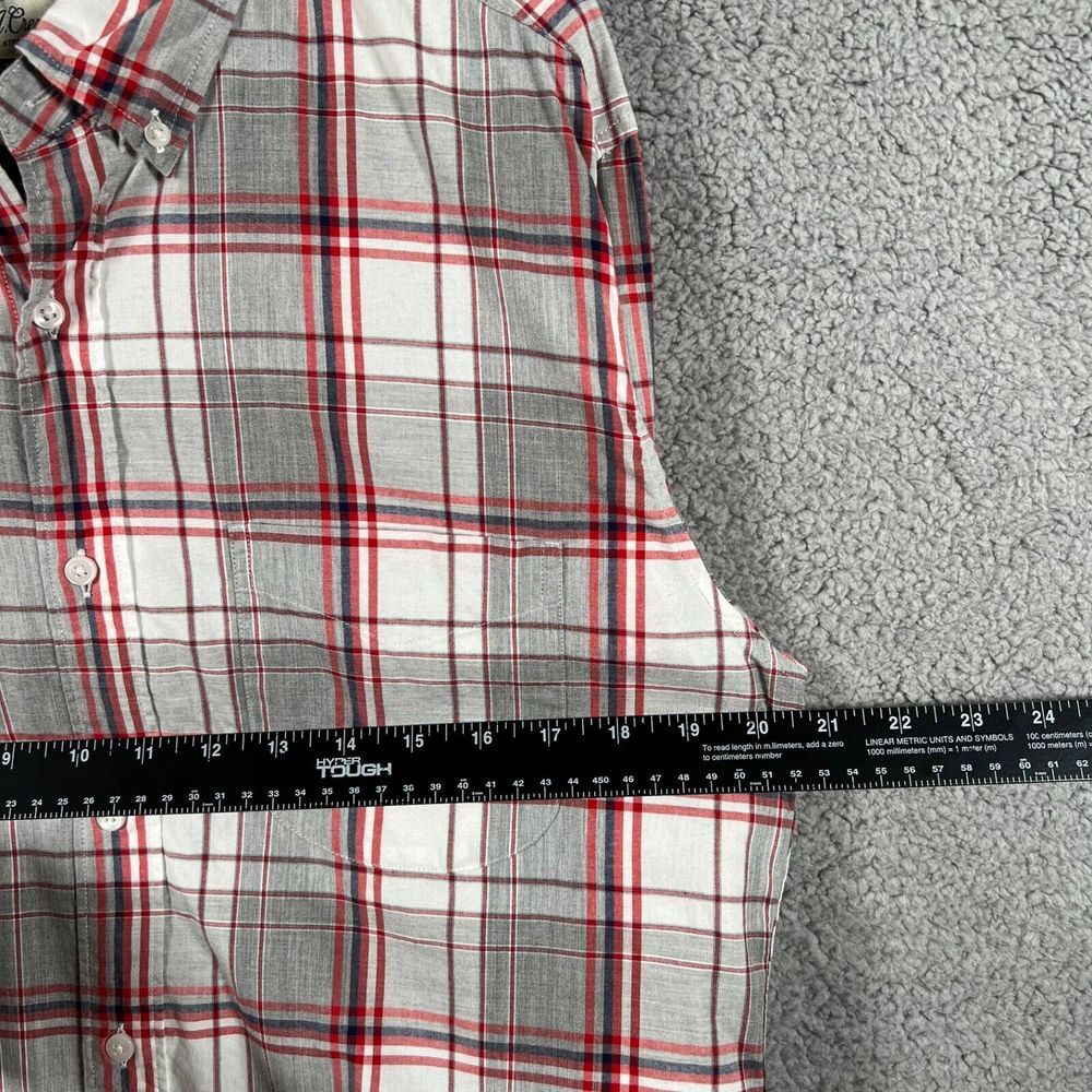 J Crew Shirt Mens Medium Red Gray Plaid Classic Casual Preppy‎ Button Down Adult - Picture 8 of 12